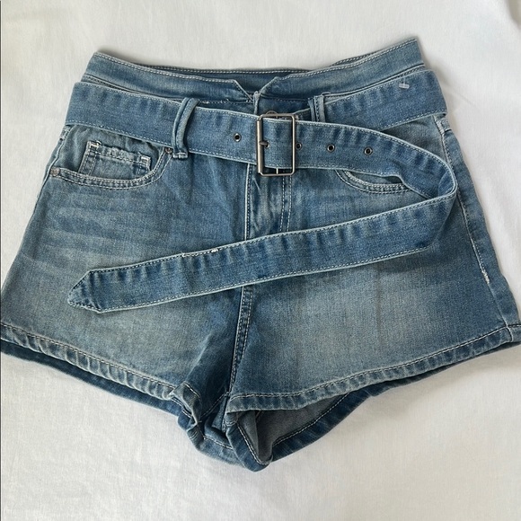 Sincerly Jules Pants - Sincerely Jules Juniors 1/25 Belted Super High Rise Jean Shorts